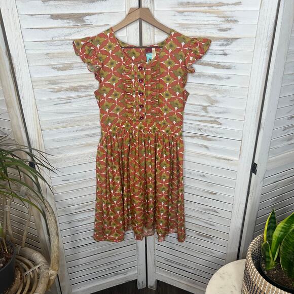 MATILDA JANE Women's Character Counts Orange Floral Mini Dress Small Retro Boho - Picture 2 of 15